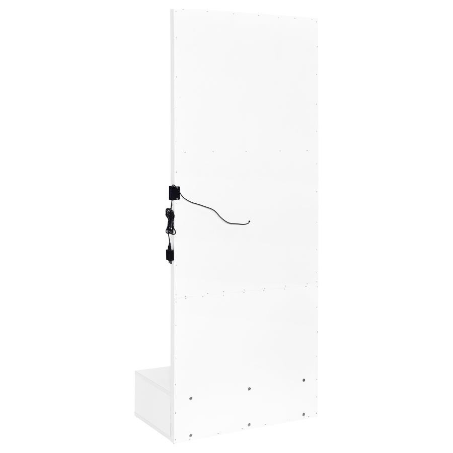 Spector 1-drawer Lighted Full-Length Floor Mirror White High Gloss / CS-960954